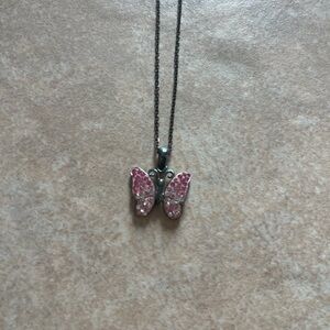 Elegant Pink Butterfly Pendant Necklace